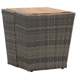 Ensemble de bistro avec coussins 3 pcs gris rotin et verre 