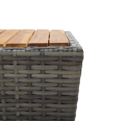 Ensemble de bistro avec coussins 3 pcs gris rotin et verre 