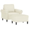Fauteuil avec repose-pied Crème 60 cm Velours 