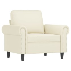 Fauteuil avec repose-pied Crème 60 cm Velours 