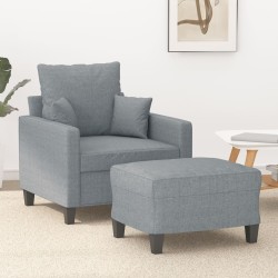 Fauteuil avec repose-pied Gris clair 60 cm Tissu 
