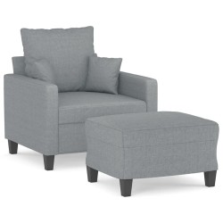 Fauteuil avec repose-pied Gris clair 60 cm Tissu 