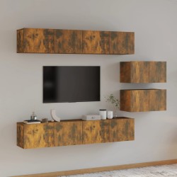Ensemble de meubles TV 6 pcs Chêne fumé Bois d'ingénierie 