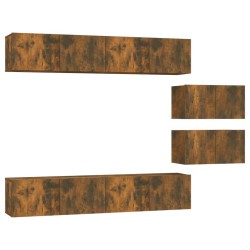 Ensemble de meubles TV 6 pcs Chêne fumé Bois d'ingénierie 