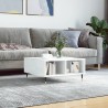 Table basse blanc brillant 60x60x30 cm bois d'ingénierie 