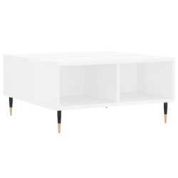 Table basse blanc brillant 60x60x30 cm bois d'ingénierie 