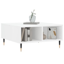 Table basse blanc brillant 60x60x30 cm bois d'ingénierie 
