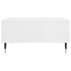Table basse blanc brillant 60x60x30 cm bois d'ingénierie 