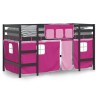 Lit mezzanine enfants avec rideaux sans matelas rose 90x190 cm 