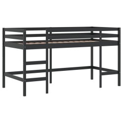Lit mezzanine enfants avec rideaux sans matelas rose 90x190 cm 