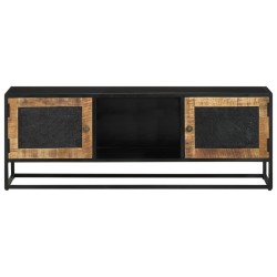 Meuble TV 110x30x40 cm bois massif de manguier et fer 