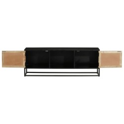 Meuble TV 110x30x40 cm bois massif de manguier et fer 