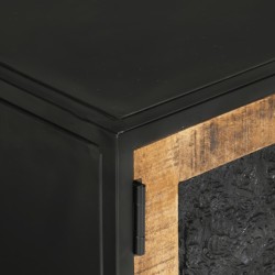 Meuble TV 110x30x40 cm bois massif de manguier et fer 