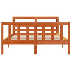 Cadre de lit et tête de lit sans matelas cire marron 120x200 cm 