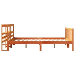 Cadre de lit et tête de lit sans matelas cire marron 120x200 cm 