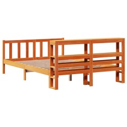 Cadre de lit et tête de lit sans matelas cire marron 120x200 cm 