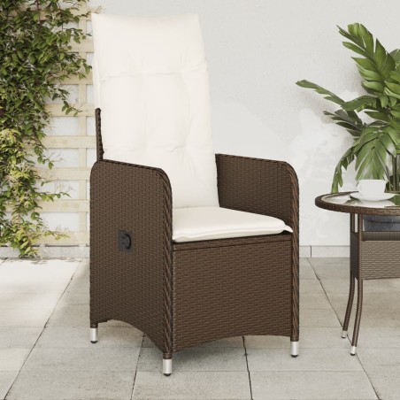 Chaises inclinables de jardin lot de 2 et coussins marron rotin 