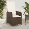 Chaises inclinables de jardin lot de 2 et coussins marron rotin 
