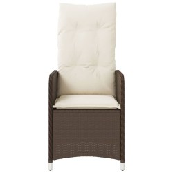 Chaises inclinables de jardin lot de 2 et coussins marron rotin 