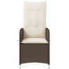 Chaises inclinables de jardin lot de 2 et coussins marron rotin 