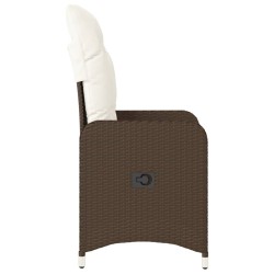 Chaises inclinables de jardin lot de 2 et coussins marron rotin 