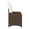 Chaises inclinables de jardin lot de 2 et coussins marron rotin 