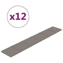 Panneaux muraux 12 pcs Gris clair 90x15 cm Velours 1,62 m² 