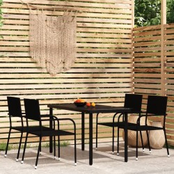 Ensemble à manger de jardin 5 pcs Noir 