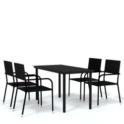 Ensemble à manger de jardin 5 pcs Noir 