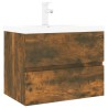 Meuble lavabo avec bassin intégré Chêne fumé Bois d'ingénierie 