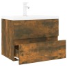 Meuble lavabo avec bassin intégré Chêne fumé Bois d'ingénierie 