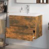Meuble lavabo avec bassin intégré Chêne fumé Bois d'ingénierie 