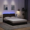 Cadre de lit avec LED sans matelas marron foncé 120x200cm tissu 