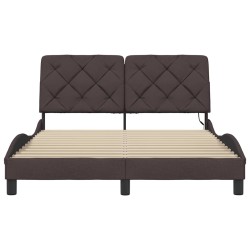 Cadre de lit avec LED sans matelas marron foncé 120x200cm tissu 