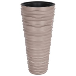 Jardinière et intérieur amovible moka 18/45 L PP aspect rainuré 