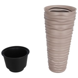 Jardinière et intérieur amovible moka 18/45 L PP aspect rainuré 