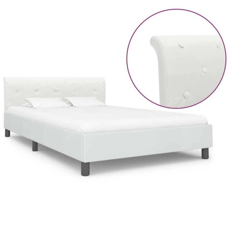 Cadre de lit sans matelas blanc similicuir 140x200 cm 