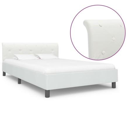 Cadre de lit sans matelas blanc similicuir 140x200 cm 