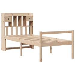 Lit bibliothèque sans matelas 90x200 cm bois de pin massif 