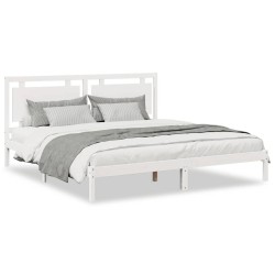 Cadre de lit extra long sans matelas 200x220 cm bois massif 