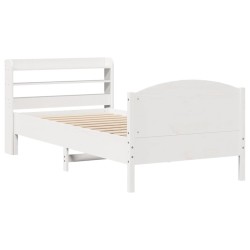 Cadre de lit sans matelas blanc 90x190 cm bois de pin massif 