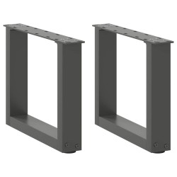 Pieds de table basse en U 2 pièces Anthracite 40 x (30-31) cm Acier 