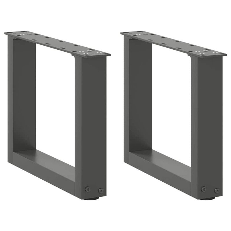 Pieds de table basse en U 2 pièces Anthracite 40 x (30-31) cm Acier 