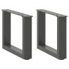 Pieds de table basse en U 2 pièces Anthracite 40 x (30-31) cm Acier 
