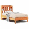Lit bibliothèque sans matelas cire marron 90x190 cm pin massif 