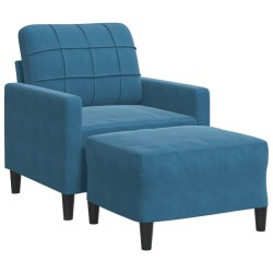 Fauteuil avec repose-pied Bleu 60 cm Velours 