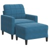 Fauteuil avec repose-pied Bleu 60 cm Velours 