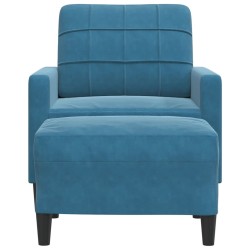 Fauteuil avec repose-pied Bleu 60 cm Velours 