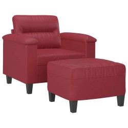Fauteuil avec repose-pied Rouge bordeaux 60 cm Similicuir 