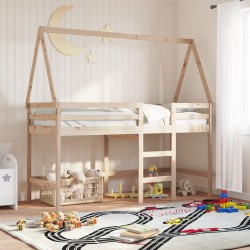 Lit superposé avec échelle et toit sans matelas 80x200 cm 